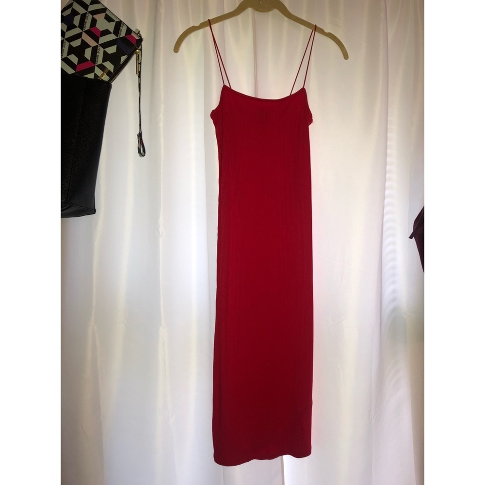Red Ribbed Bodycon Dress - Picture 1 of 2